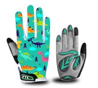 Gants de cyclisme pour enfants rembourrés en gel antidérapant avec motif imprimé en vert foncé, gants de vélo respirants pour VTT, BMX, moto tout-terrain, sport d'extérieur (vert foncé, taille S)