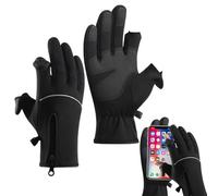 Gants de cyclisme thermiques : conception à deux doigts exposés, compatible avec l'écran tactile, poignée antidérapante, isolation imperméable, vêtements de sport pour temps froid