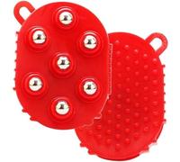 Gants De Drainage Lymphatique for Femmes, Rouleau De Massage À Main Soins du Corps Muscles du Corps Brosse De Massage À Bille for Le Cou Le Dos Les Pieds Les Jambes(Red,2pcs)