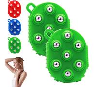 Gants de drainage lymphatique pour femme avec balle de massage portable, balle vibrante pour drainage lymphatique avec 7 billes en métal, rouleau de massage à 360 degrés pour cou, dos, jambes (vert)