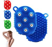 Gants de drainage lymphatique pour femme avec balle de massage portable, balle vibrante pour drainage lymphatique avec 7 billes en métal, rouleau de massage à 360 degrés pour cou, dos, jambes (bleu)