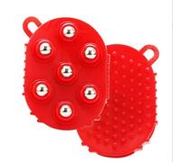 Gants de drainage lymphatique pour femmes, boule de massage à main, outil de soulagement des muscles de soins du corps à rouleaux avec 7 rouleaux à rouleaux en métal pour le dos (Red)