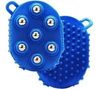 Gants de drainage lymphatique pour femmes, boule de massage à main, outil de soulagement des muscles de soins du corps à rouleaux avec 7 rouleaux à rouleaux en métal pour le dos (Blue)