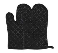 Gants de Four en Silicone Résistant à Chaleur Mitaines de Cuisine Gants de Antidérapants pour Cuisine, Pâtisserie, Micro-Ondes, Barbecue 1 Paire (Noir)