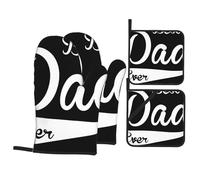 Gants De Four Et Maniques Best Dad Ever Doux Kitchen Mitts Résistants À La Chaleur Gant De Cuisson pour Micro-Ondes Grillage Set of 4