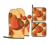 Gants De Four Et Maniques Cute Little Hamster Print Résistants À La Chaleur Gant De Cuisson Antidérapant Kitchen Mitts pour Pâtisserie Grillage Set of 4