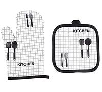 Gants de Four et Maniques,Gants de Cuisson en Coton Cuisine Résistant à la Chaleur Gants de Four à Micro-Ondes pour Griller, Cuisiner, Cuire, Micro-Ondes