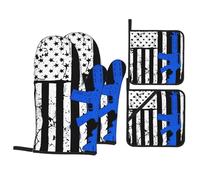 Gants De Four Et Maniques Guns American Flag 4Th of July Antidérapant Kitchen Mitts Résistants À La Chaleur Maniques De Cuisine pour Barbecue Cuire Set of 4