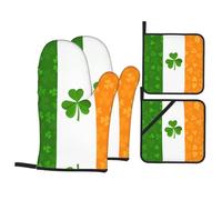 Gants De Four Et Maniques Irish Flag Print Doux Gant De Cuisson Antidérapant Kitchen Mitts pour Pâtisserie Cuire Set of 4