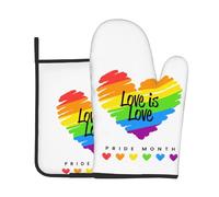 Gants De Four Et Maniques LGBT Rainbow Gay Pride Flag Love is Love Pride Month Gant De Cuisson Très Épais Kitchen Mitts Antidérapant Gants De Cuisine pour Grillage Micro-Ondes Set of 2
