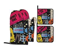 Gants De Four Et Maniques Movie Theater Cinema Admit One Ticket Doux Gant De Cuisson Très Épais Kitchen Mitts pour Barbecue Pâtisserie Set of 4