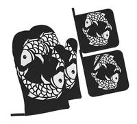 Gants De Four Et Maniques Pisces Zodiac Symbol Très Épais Gant De Cuisson Résistants À La Chaleur Oven Gloves pour Pâtisserie Micro-Ondes Set of 4