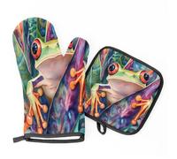 Gants De Four Et Maniques Red Eyed Tree Frog Animal Forests Oven Gloves Très Épais Gants De Cuisine Résistants À La Chaleur Maniques De Cuisine pour Micro-Ondes Cuire Set of 2