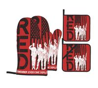 Gants De Four Et Maniques Remember Everyone Deployed Antidérapant Gant De Cuisson Doux Oven Gloves pour Cuire Grillage Set of 4