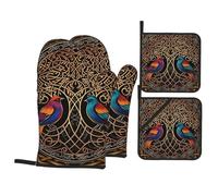 Gants De Four Et Maniques Sacred Symbols Tree of Life Art Résistants À La Chaleur Gants De Cuisine Très Épais Kitchen Mitts pour Pâtisserie Cuire Set of 4