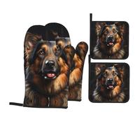 Gants De Four Et Maniques Shepherd Dog Print Antidérapant Kitchen Mitts Doux Oven Gloves pour Pâtisserie Micro-Ondes Set of 4