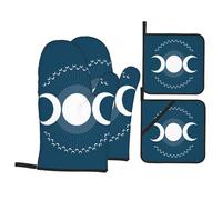 Gants De Four Et Maniques The Triple Moon Goddess Wiccan Très Épais Oven Gloves Doux Maniques De Cuisine pour Micro-Ondes Barbecue Set of 4