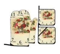 Gants De Four Et Maniques Vintage Image and Numbers in Spanish Doux Oven Gloves Très Épais Gants De Cuisine pour Micro-Ondes Pâtisserie Set of 4