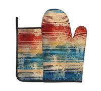 Gants De Four Et Maniques Watercolor Mexican Serape Gant De Cuisson Résistants À La Chaleur Kitchen Mitts Antidérapant Maniques De Cuisine pour Cuire Pâtisserie Set of 2