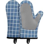 Gants de Four,Gants de Cuisine Silicone Coton Résistant à Chaleur et Antidérapant,Gloves pour la Cuisson des Aliments Faisant Cuire Barbecue-1 Paire (Blue)
