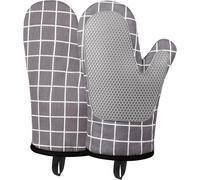 Gants de Four,Gants de Cuisine Silicone Coton Résistant à Chaleur et Antidérapant,Gloves pour la Cuisson des Aliments Faisant Cuire Barbecue-1 Paire (Grey)