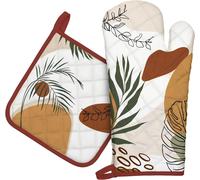 Gants De Four & Maniques Lot De 2,100% Coton Maniques Cuisine Gant Four Anti Chaleur Extra-Longue pour Barbecue,Cuisine,Griller,Micro-Ondes(bohème Abstrait)