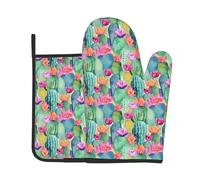 Gants De Four & Maniques Lot De 2 Fleur De Cactus du Désert | Gants De Four & Maniques Lot De 2 Doux Gants De Four & Manique Pour Cuisson Mitts And Pot Holders