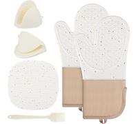 Gants De Four,Maniques,Set De 6 Silicone Gants De Cuisine, Résistant À La Chaleur Jusqu'à 230 °C - Pour Bbq Grillage Pâtisserie Four De Cuisson