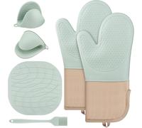 Gants De Four,Maniques,Set De 6 Silicone Gants De Cuisine, Résistant À La Chaleur Jusqu'à 230 °C - Pour Bbq Grillage Pâtisserie Four De Cuisson