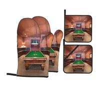 Gants De Four Maniques Style De Vie avec Table De Billard dans Un Manoir Durable Gants De Cuisine Et Four Imperméable Lot De 4 pour Micro-Ondes Cuisson Griller