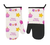 Gants de four résistants à la chaleur, gants de fête d'anniversaire, gants de barbecue, accessoires de barbecue, moufles roses pour la manipulation des aliments chauds, cadeaux pour grand-mère