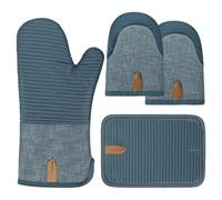 Gants de Four,RoadLoo Lot de 4 Maniques Cuisine et Gant Cuisine Set Résistants à la Chaleur Gants de Cuisson avec Rayures en Silicone Antidérapant pour la Cuisson Micro Onde Barbecue Pâtisserie
