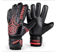 Gants de Gardien de But Finger Gants de Protection des Adultes Série Football Gardien But(Black Red,7)