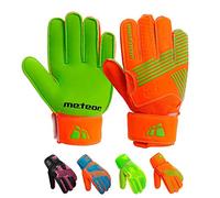 meteor Gants de Gardien de But pour Les Jeunes Adultes Junior Enfants Garçons Gardien de But Fort Grip Finger Spines Protection Prevent Blessures Relief Football Match Top (#8, Orange)