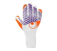 uhlsport Gants de Gardien de But de Football - Gants de Gardien de But Maik Maignan Absolutgrip HN, Blanc/Orange Fluo/Violet, 8