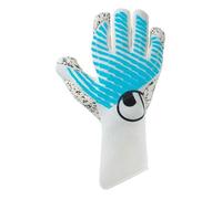uhlsport Gants de Gardien de But de Football Fangmaschine Cybertec - Supergrip+ HN, 8, Blanc/Cyber Bleu/Noir