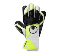 uhlsport Soft Advanced Gants de Gardien de But de Football - Enfants et Adultes - Fixation du Poignet, Blanc/Jaune Fluo/Noir, 10