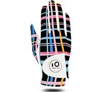 Gants De Golf Femme Main Gauche Droite Motif imprimé poignée Marqueur De Balle Pack， Gant Durable Respirant Doux Taille S M L XL Sport (L-Main Droite (Worn on Right Hand), Noir)