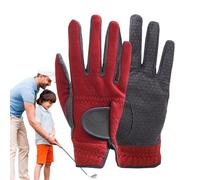 Gants de golf pour temps froid - Gants de golf à doigts longs, mitaines de golf coupe-vent rouges pour homme | Gants correcteurs de poignée de golf confortables en microfibre de polyester thermique