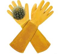 Gants de jardinage de protection anti-épines avec paume et coude en cuir de vache pour une manipulation sûre des plantes épineuses et des tâches de jardinage (L)