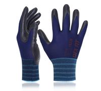 Gants de jardinage FN320,Adaptation 3D confortable et extensible,Super agrippants,Mousse de nitrile durable,Nylon fin et léger,Lavables en Machine,Bleu Marine 6 (XS) 3 Paires