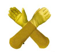 Gants de jardinage résistants aux épines en cuir de vachette avec protection des coudes (taille XL)