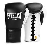 Everlast Powerlock OG Pro Fight Gants 16oz Noir/Blanc à Lacets, Sac & Compétition, Mousse Avancée, Prise Ergonomique - Everlast