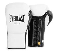 Everlast Powerlock OG Pro Fight Gants 14oz Blanc/Noir à Lacets, Sac & Compétition, Mousse Avancée, Prise Ergonomique - Everlast