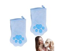Gants de lavage pour chien Une paire double-face polaire corail élimination | Gants de bain pour chat et mitaines de séchage en serviette Pour Maison, , Salon Animal, Pension