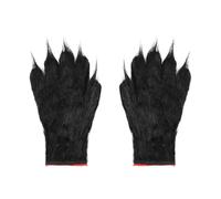 Gants de Loup-Garou Gants à Griffes en Fourrure Animale Gant à Pattes de Loup et d'Ours Poilus avec Longs Ongles Effrayants Accessoires de Décoration Halloween Déguisement Cosplay pour Femme Homme