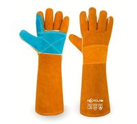 Gants de manipulation d'animaux en Kevlar résistant aux morsures et à la soudure, en cuir renforcé, résistant à la chaleur/à l'usure, pour dressage d'animaux domestiques, griffures de chat,