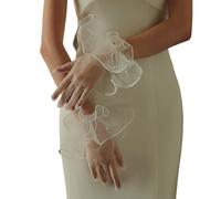 Gants de mariage en perles volantées pour concert Blanc confortable Ouverture des doigts, blanc, taille unique