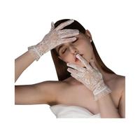 Gants De Mariage Pour Femmes Gants de mariée vintage en dentelle à volants, blancs, poignet court, for mariée, demoiselle d'honneur, concours de beauté, bal, faits à la main