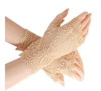 Gants de mariée demi-doigts vintage brodés en dentelle confortable pour événement formel photographie gants délicats en dentelle pour mariée, abricot, taille unique